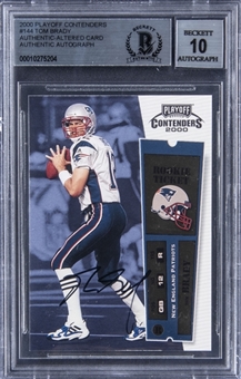 2000 Playoff Contenders "Rookie Ticket" #144 Tom Brady Signed Rookie Card - BGS Authentic/BGS 10